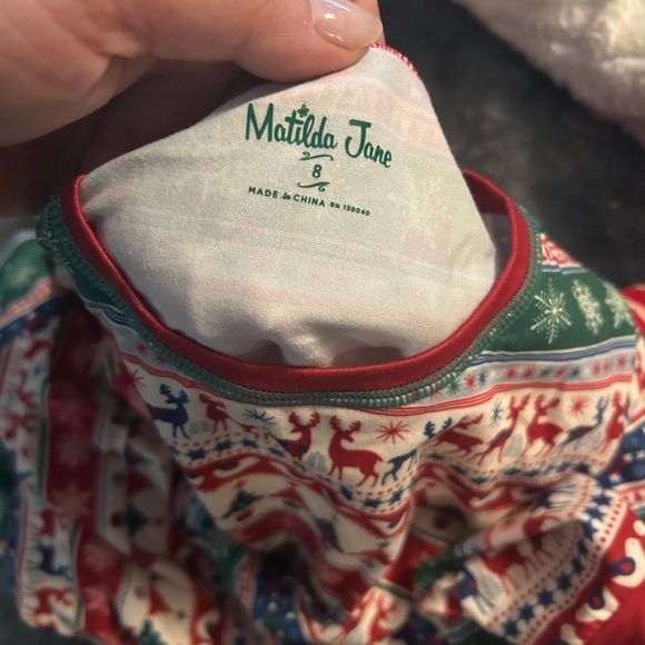 Matilda Jane Merry and Bright Fair Isle Pajama Set Size 8 Reindeer - Picture 4 of 6